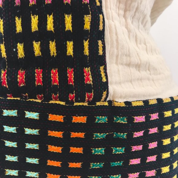 Vintage 70s Surfer Rainbow Stripe Baja Hoodie Cream - Picture 2 of 8